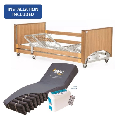 Alerta Lomond Low Oak Profiling Bed and Ruby 2 Very High Risk Mattress Bundle