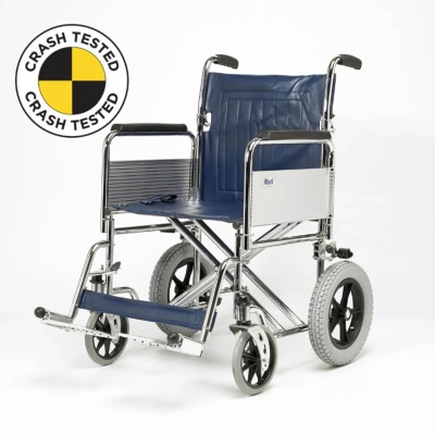 Days Heavy-Duty Chrome-Plated Transit Wheelchair with Folding Back (Crash-Tested)