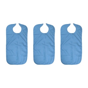 Pack of Three Dignified Bibs for Elderly Adults (Blue)