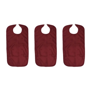 Pack of Three Dignified Bibs for Elderly Adults (Maroon)