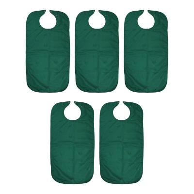 Pack of Five Dignified Bibs for Elderly Adults (Green)