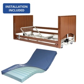 Alerta Lomond Ultra-Low Walnut Profiling Bed and Sensaflex 500 Medium Risk Mattress Bundle