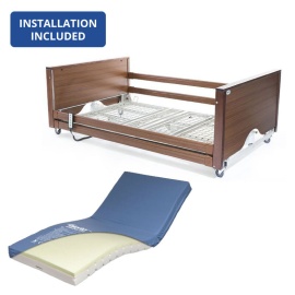 Alerta Lomond Bariatric Low Walnut Profiling Bed and High Risk Mattress Bundle