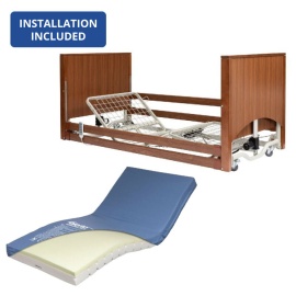 Alerta Lomond Ultra-Low Walnut Profiling Bed and Sensaflex 3000 High Risk Mattress Bundle