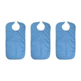 Pack of Three Dignified Bibs for Elderly Adults (Blue)